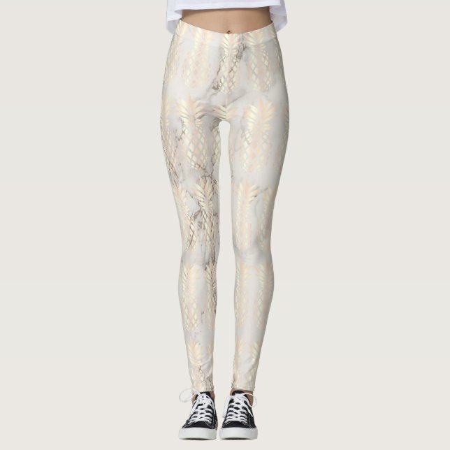 Leggings Joli cuivre chick rose or ananas marbre (Devant)