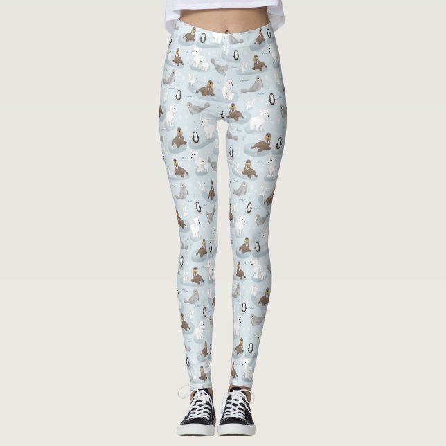 Leggings Joli et amusant hiver Ours polaire Motif Noël (Devant)