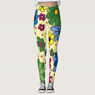 Leggings Joli floral jaune coloré
