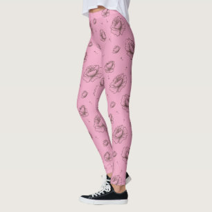 Leggings Joli Motif de fleurs et pétales roses