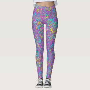 Leggings Joli motif floral de fleurs sauvages bohème coloré