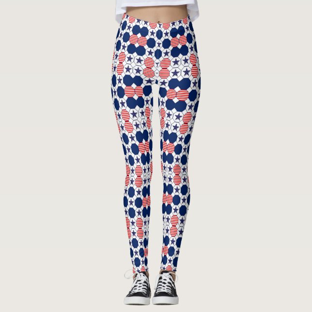 Leggings Joli Motif rouge blanc bleu étoile (Devant)