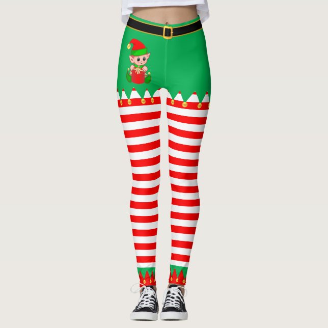 Leggings Joli Noël Elf & Gold Jingle Bells (Devant)