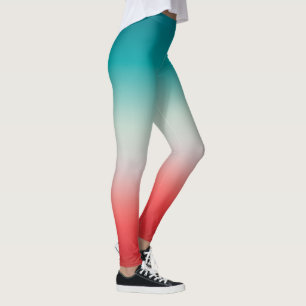 Leggings Joli Ombre Festive Rouge & Turquoise Blue Gradient