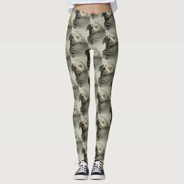Leggings Joli perroquet gris du Congo (Devant)
