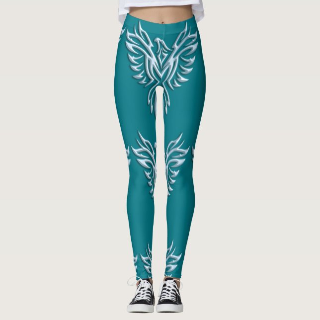 Leggings Joli Phoenix bleu glacé à l'aspect métallique sur  (Devant)