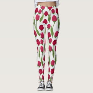 Leggings Joli Roses botaniques rose rouge