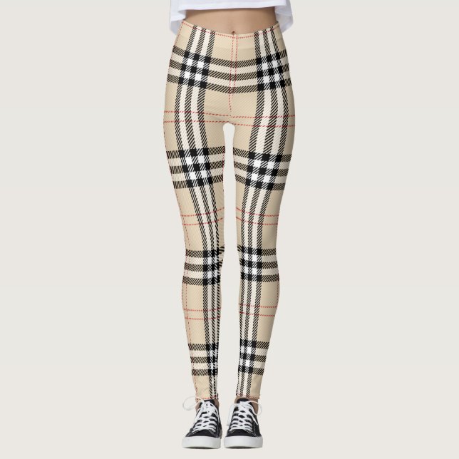 Leggings Joli Tartan Plaid Beige (Devant)