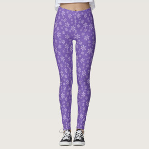 Leggings Joli violet Noël Flocon de neige Motif de neige