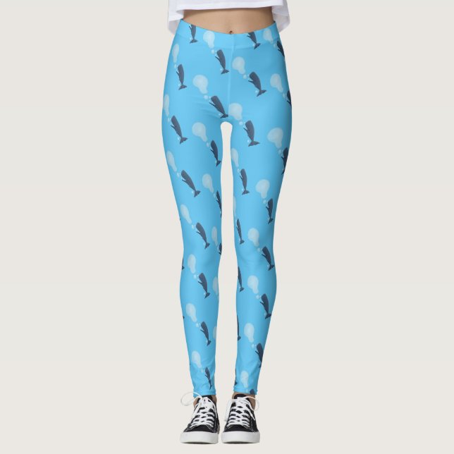 Leggings Jolie baleine à sperme soufflant bulles dessin (Devant)