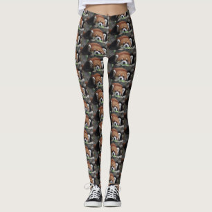 Leggings Jolie et mignonne Panda rouge perdu dans les pensé