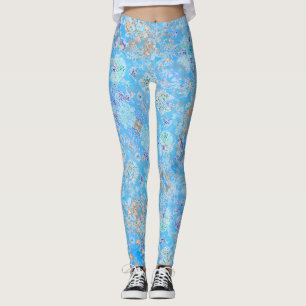 Leggings Jolie florale pastel bleu