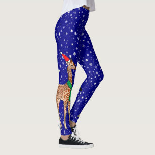 Leggings Jolie Girafe de Noël dans un chapeau de Père Noël