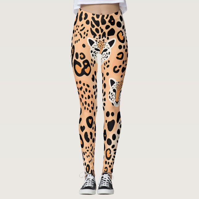 Leggings Jolie impression de guépard avec facettes (Devant)