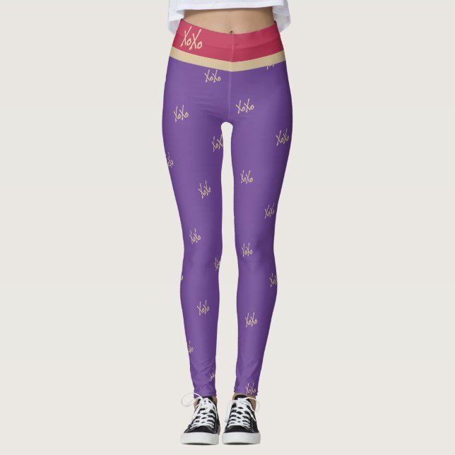 Leggings Jolie Magenta Gold XOXO Typographie (Devant)