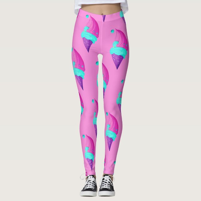 Leggings Jolie poupée couleur rose bleu glace Motif (Devant)