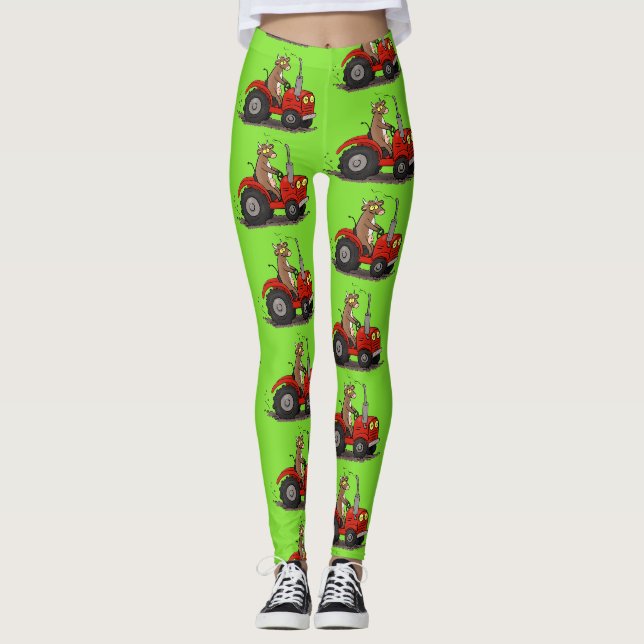 Leggings Jolie vache heureuse conduisant un dessin animé de (Devant)