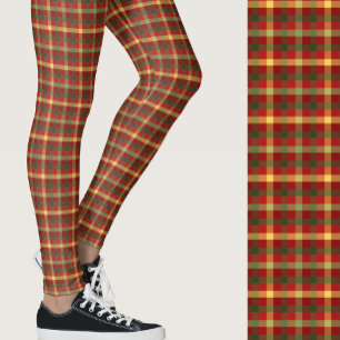 Leggings Jolies couleurs automnales à carreaux motif saison