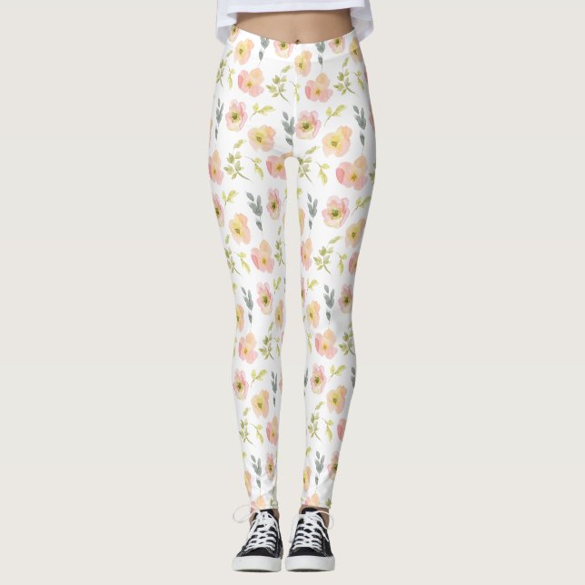 Leggings Jolies fleurs aquarelles (Devant)