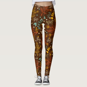 Leggings Jolies fleurs d'automne sur un Arrière - plan Brow