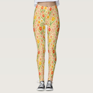 Leggings Jolies fleurs de Pâques/printemps à motifs