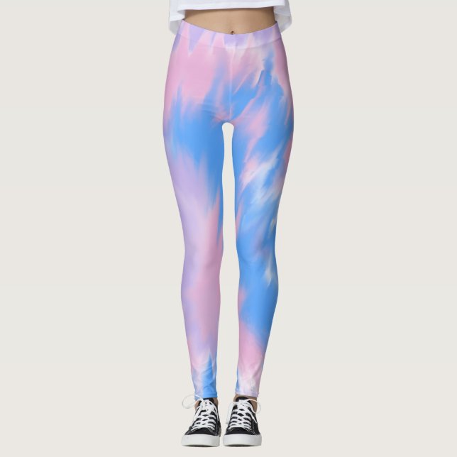 Leggings Jolies pattes en bleu pastel violet et rose (Devant)