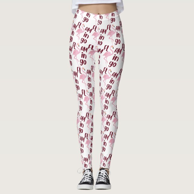 Leggings Jouer Flamant rose rose Typographie Art (Devant)