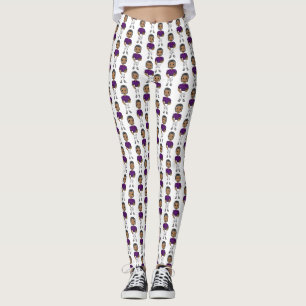 Leggings joueur de football vintage rétro violet noir simpl