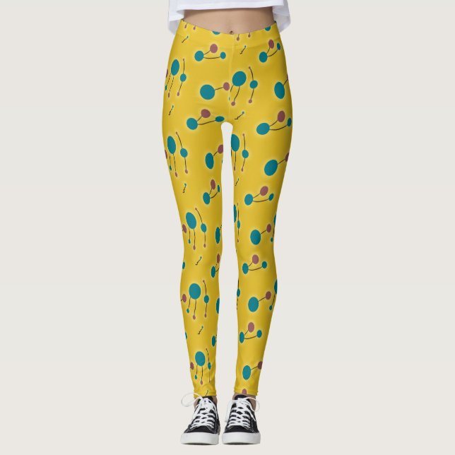 Leggings Joueur des petites molécules rétro Universe Jaune  (Devant)