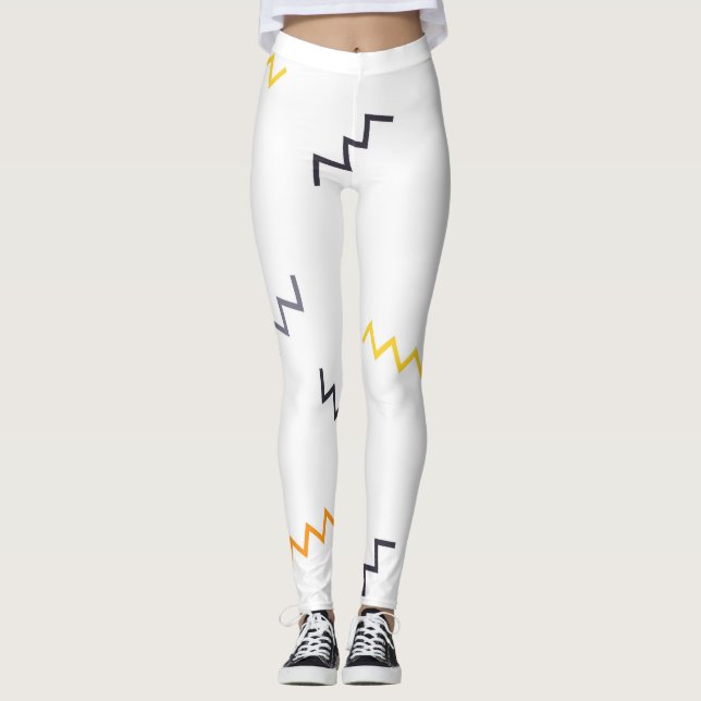 Leggings Joueuse, colorée, tendance, moderne zigzags memphi (Devant)