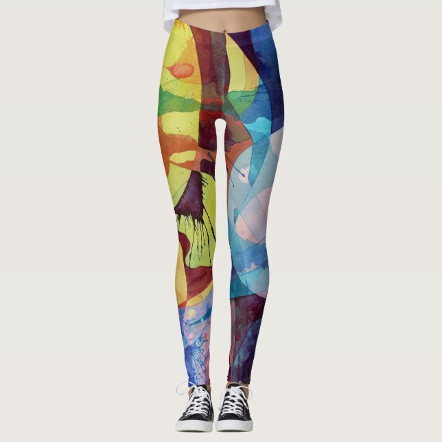 Leggings Jour de guêtres de yoga dans la nuit (Devant)