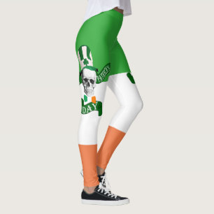 Leggings Jour de la Saint Patrick crâne au drapeau irlandai