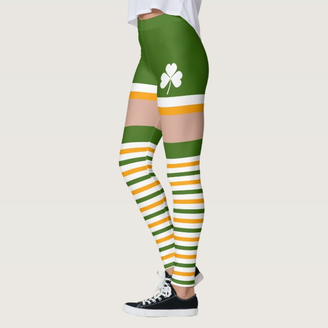 Leggings Jour de la Saint Patrick orange blanc vert irlanda (Gauche)