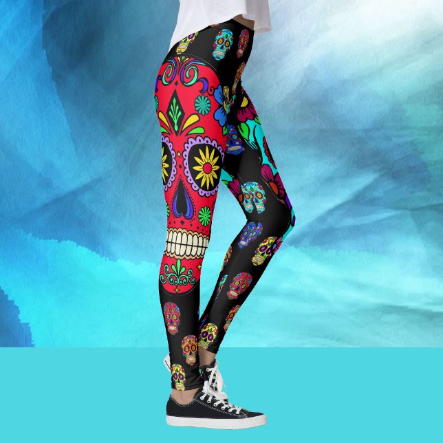Leggings Jour des Jambes des femmes mortes Crânes de sucre (Créateur téléchargé)