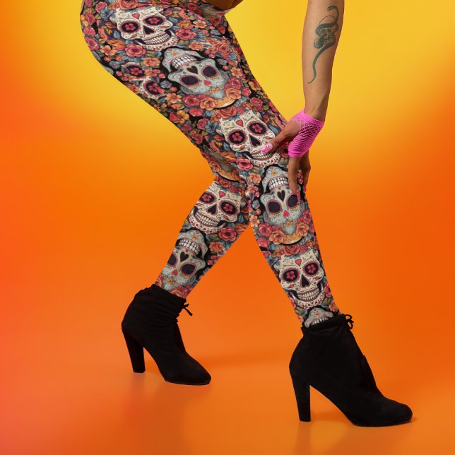 Leggings Jour des Morts ou Halloween crânes à sucre (Créateur téléchargé)
