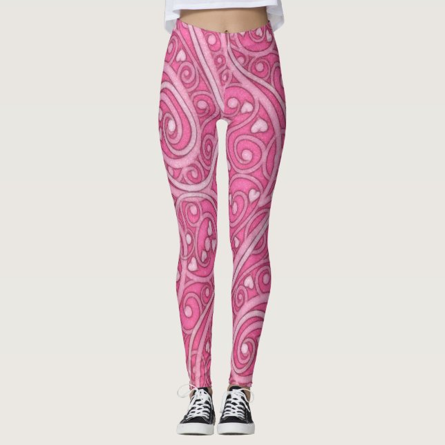 Leggings Jour des Valentines du coeur au coeur (Devant)