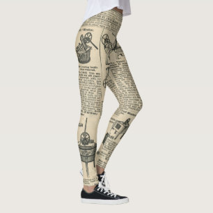 Leggings Journaux Vintages uniques Journaux Motifs femmes