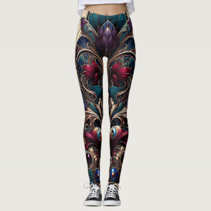 Leggings Joyau Art Nouveau Tone Floral Vintage Glam