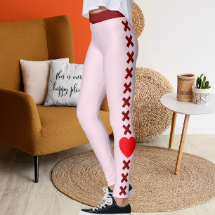Leggings Joyeuse Saint-Valentin amateurs d'animaux Rouge Pe