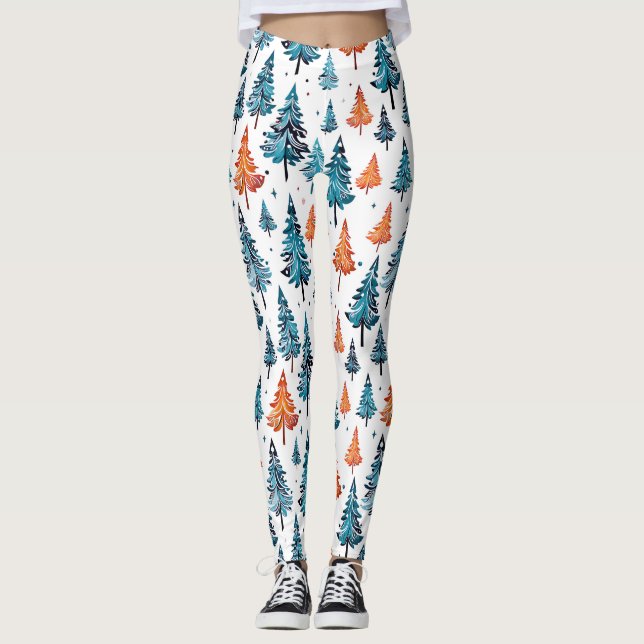 Leggings Joyeux arbres de Noël (Devant)