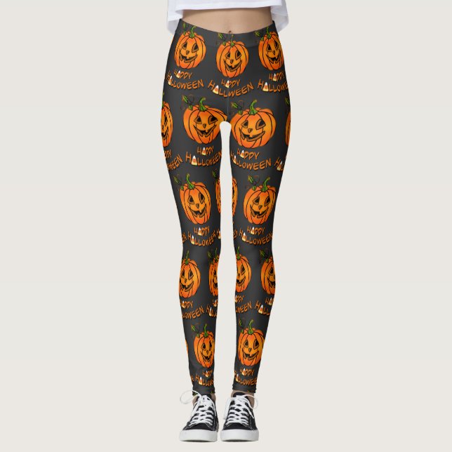 Leggings Joyeux Halloween | CITROUILLE | maïs-bonbons (Devant)