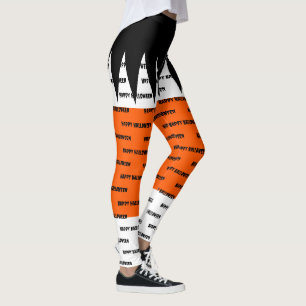Leggings Joyeux Halloween Orange Noir Personnalisé