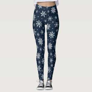 Leggings Joyeux Noël Snowflakes Motif Bleu