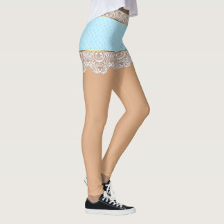 Leggings Jupe bleue Flirty de dentelle pour la femme