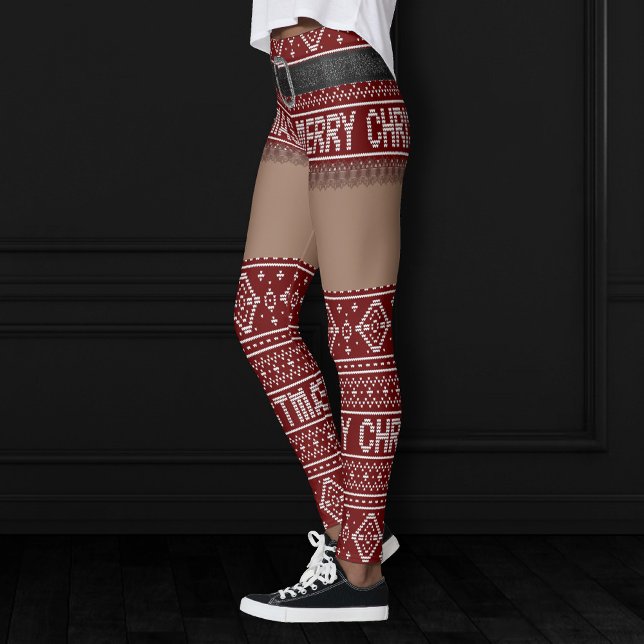 Leggings Jupe courte rouge moche Festive Sweater | Peau fon (Créateur téléchargé)