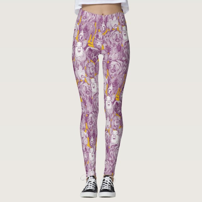 Leggings just pigs purple yellow (Devant)