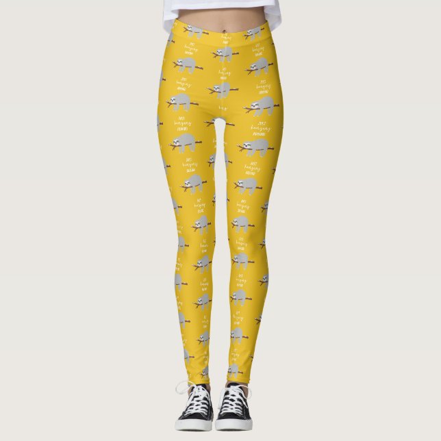 Leggings Juste accrocher autour de la paresse amusante (Devant)