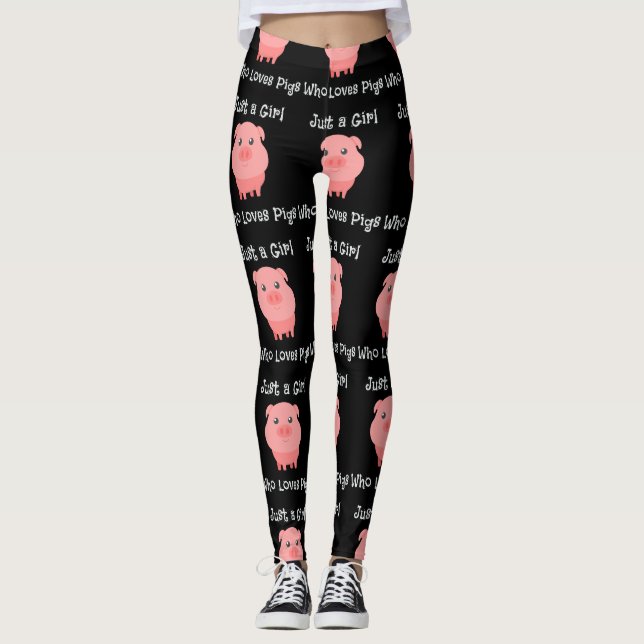 Leggings Juste une fille qui aime le cochon (Devant)