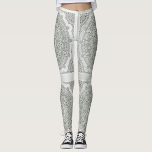 Leggings Kaleidoscope Fractal Mandala - vert gris