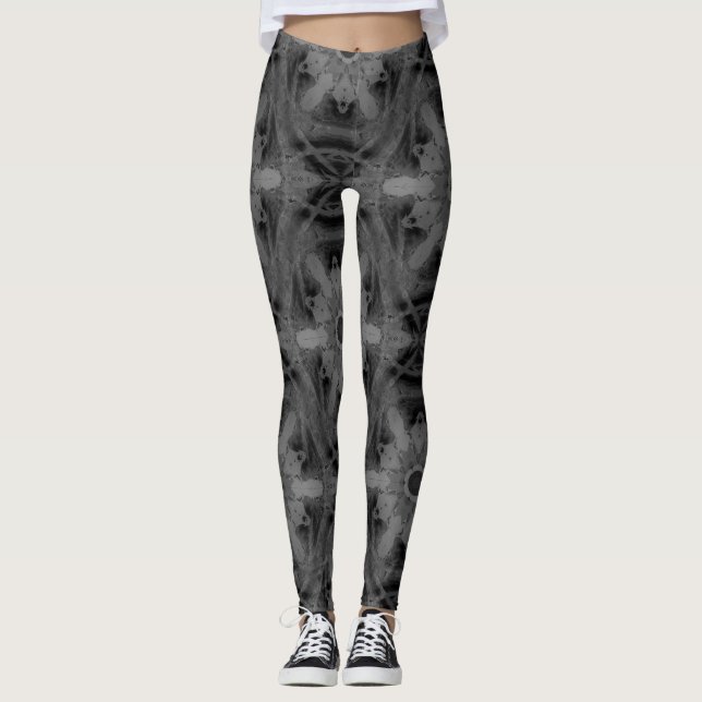 Leggings kaléidoscope noir et blanc motif (Devant)
